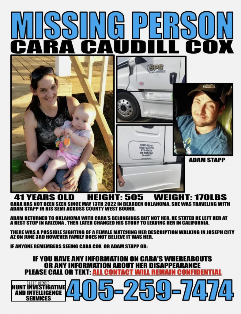 Cara Marie Cox Missing Person Flyer